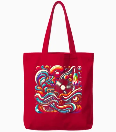 Retro Swirl Vibes Tote Bags - Red
