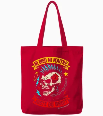 Punk Rock Music Skull Anarchist - Neither God nor Master Tote Bags - Red