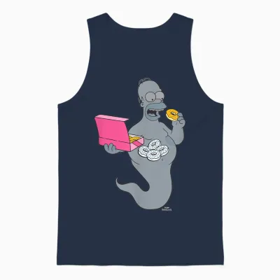 The Simpsons Homer Simson Ghost Donuts Unisex Tank Top - Navy