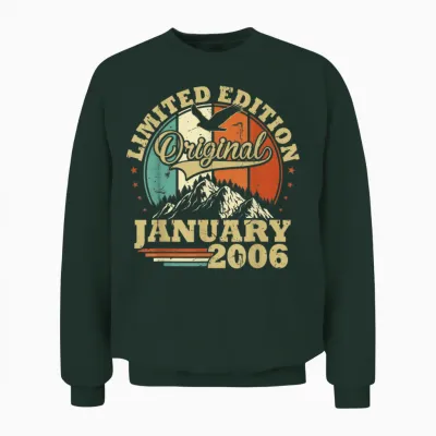 Anniversaire 20 Ans Vintage Janvier 2006 Garçons Et Filles Unisex Sweatshirt - Forest