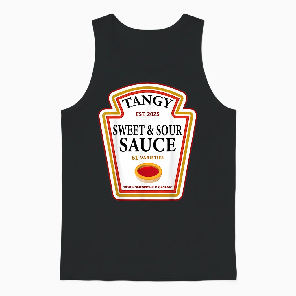 Tangy Sweet and Sour Sauce Group Condiment Halloween Costume Unisex Tank Top in Black