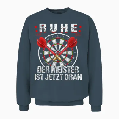 Ruhe Der Meister Ist Jetzt Dran, Dartspieler Dartspiel Dart Unisex Sweatshirt - Dark Heather