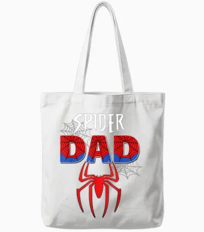 Mens Spider Dad Design Father's Day Matching Family Birthday Tote Bags - White