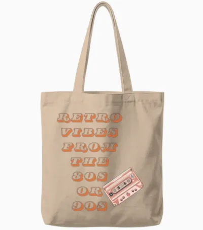 Retro Vibes Tote Bags - Natural
