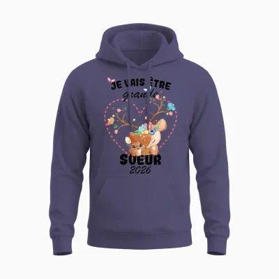 Child Pregnancy Announcement | Je Vais Etre Grande Soeur 2026 Unisex Hoodie - Heather Sport Dark Navy