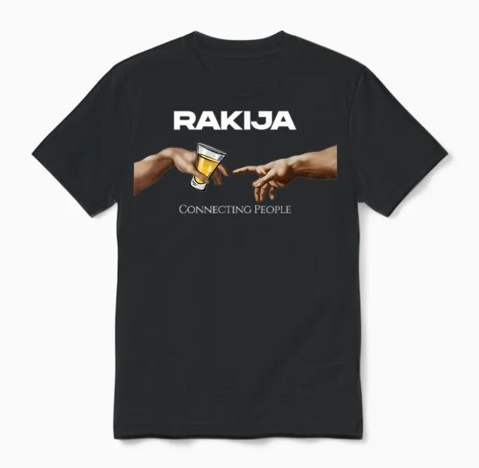 Rakija Connecting People Unisex T-Shirt in Black
