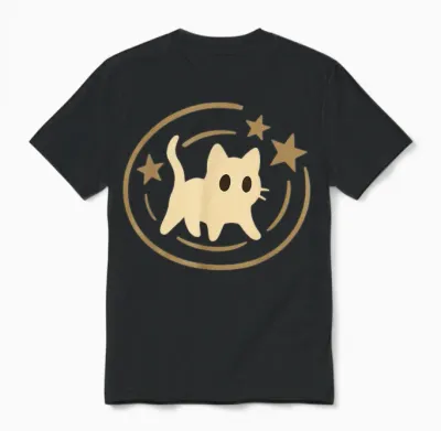 Retro 90s Y2k Scared Cat Cosmic Stars Gift for Men Women Kid Unisex T-Shirt - Black