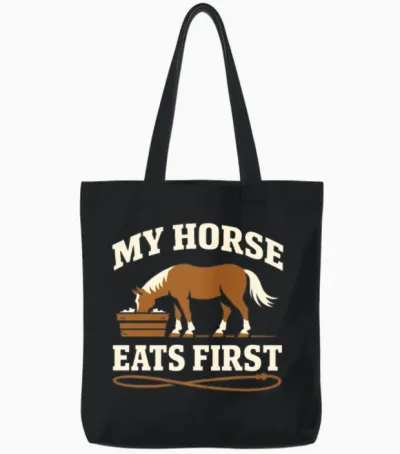 Horses Lifestyle Equestrian Identity Proud Horse Tote Bags - Black