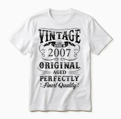 Vintage 2007 Legendary Since 2007 T-Shirt, Grey, S Unisex T-Shirt - White