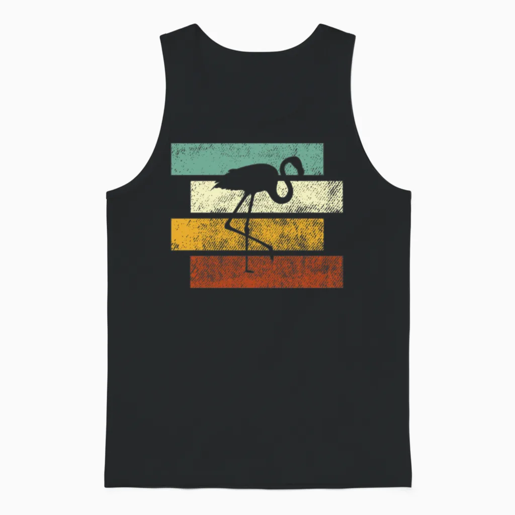 Flamingo Retro Unisex Tank Top in Black