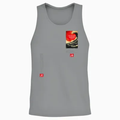 The Great Wave Kanagawa Japanese Streetwear Aesthetic T-Shirt, Black, S Unisex Tank Top - Sport Grey