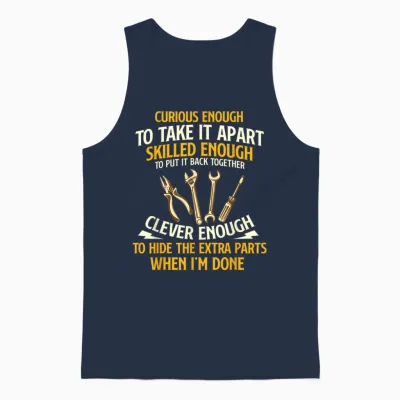 Curious Enough to Take It Apart - Car Guy Auto Mechanic Unisex Tank Top - Navy