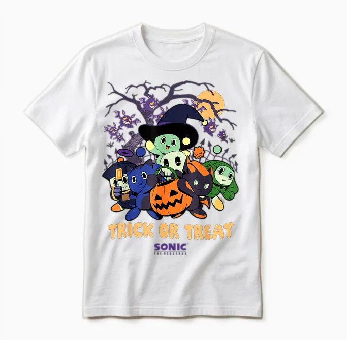 Sonic the Hedgehog - Chao Tales Halloween Trick or Treat Unisex T-Shirt in White