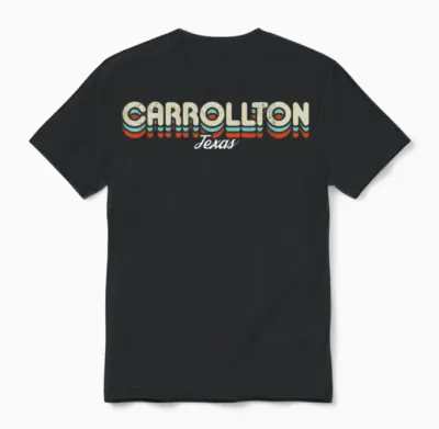 Retro Carrollton Texas Unisex T-Shirt - Black