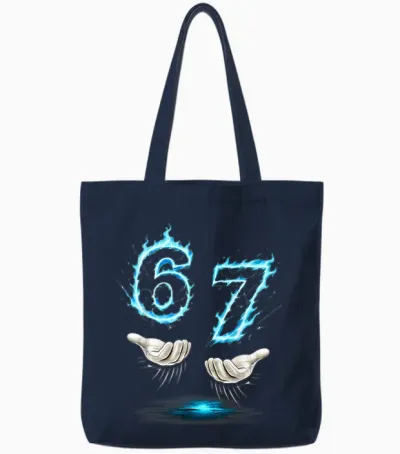 Six Seven Meme Blue Flame 67 Carte D'anniversaire Pour Enfant Tote Bags - Navy