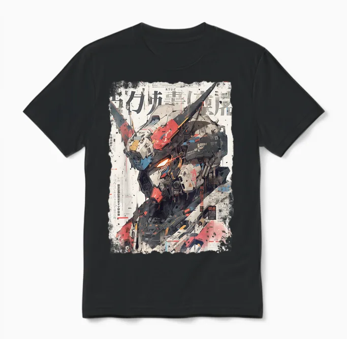 Hip Hop Y2k Vintage Hipster Edgy Urban Streetwear Roboter Unisex T-Shirt in Black