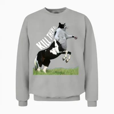Of Centaur Cat Kill Them All Unisex Sweatshirt - Ash