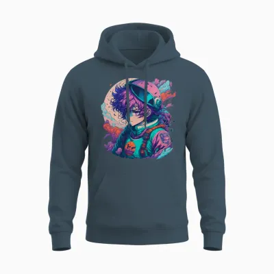 Anime Retro Kawaii Girl Unisex Hoodie - Dark Heather