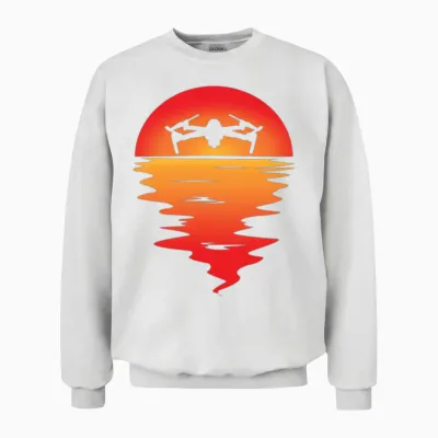 Drone Sunset Retro Unisex Sweatshirt - White
