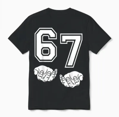 67 Nummer Sechzig Hände Lustiges Meme Varsity Matching Unisex T-Shirt - Black