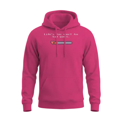 Life’s Too Short for Bad Games – Pixel Art Style Unisex Hoodie - Heliconia