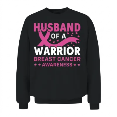 Husband of a Warrior Breast Cancer Month Unisex Sweatshirt - Black
