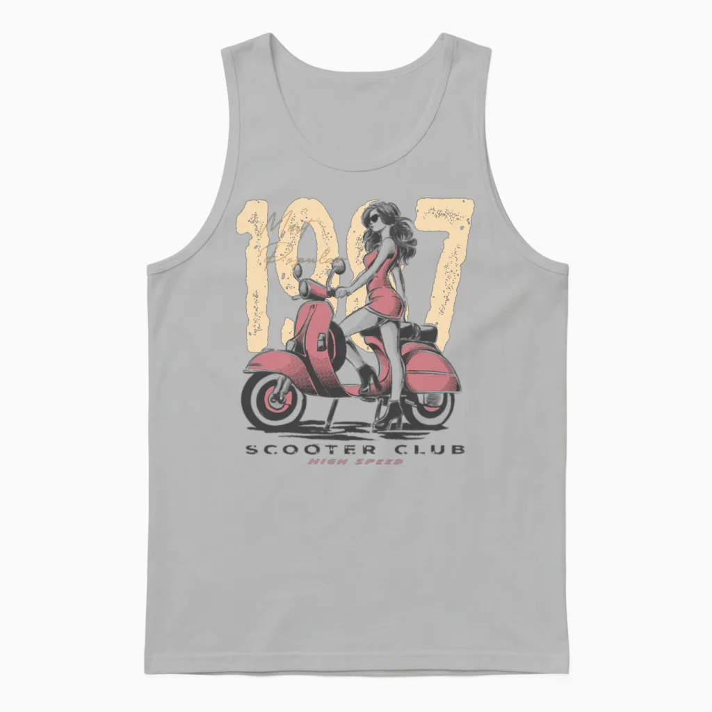Scooter Club Retro Unisex Tank Top in Ash