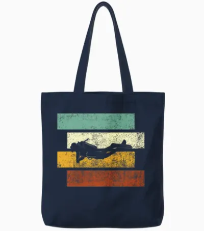 Diving Retro Tote Bags - Navy