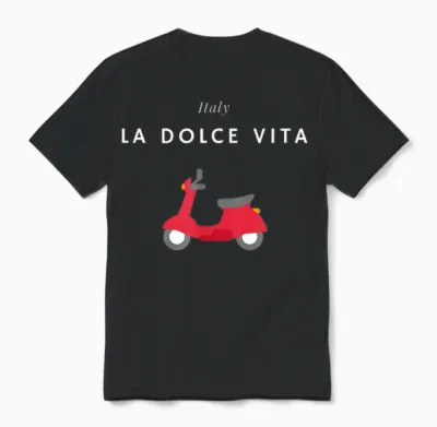 La Dolce Vita - Italy, Scooter, Italy Holidays T-Shirt, Black Unisex T-Shirt - Black