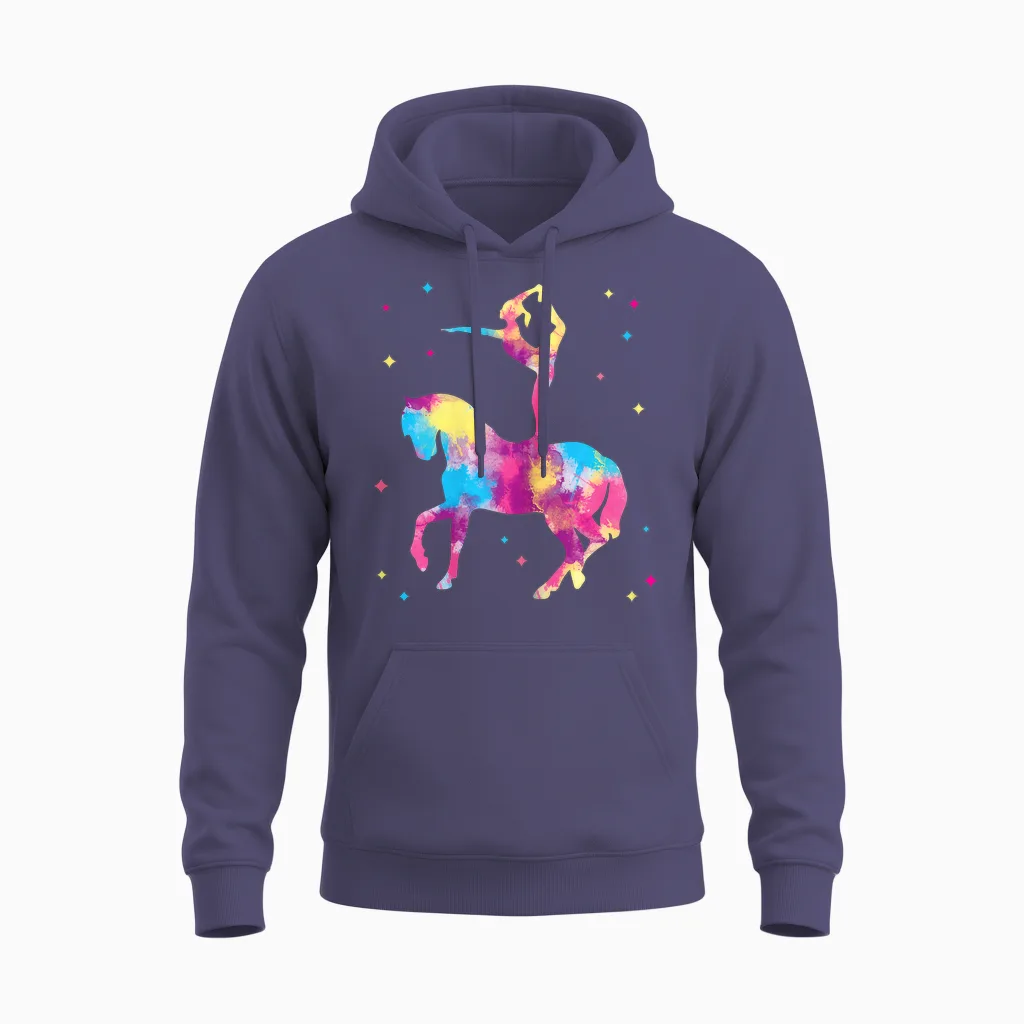 Voltigieren Volti Horse Girl's T-Shirt, Black Unisex Hoodie in Heather Sport Dark Navy