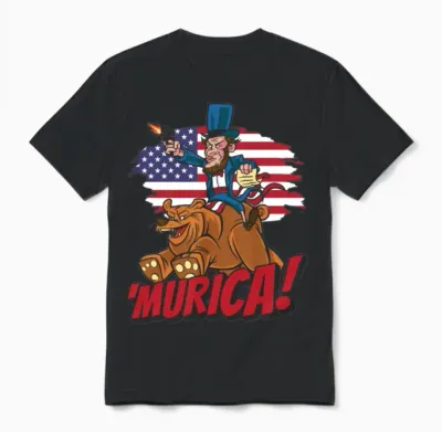 Patriotic President Abraham Lincoln Murica Unisex T-Shirt - Black