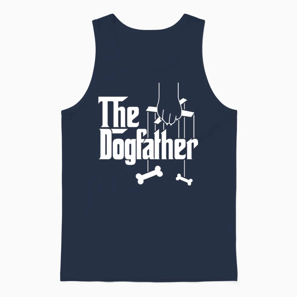 The Dogfather Unisex Tank Top in Navy