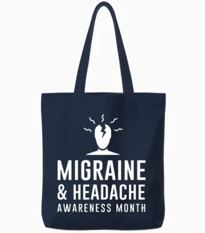 Migraine and Headache Awareness Month Boy Tote Bags - Navy