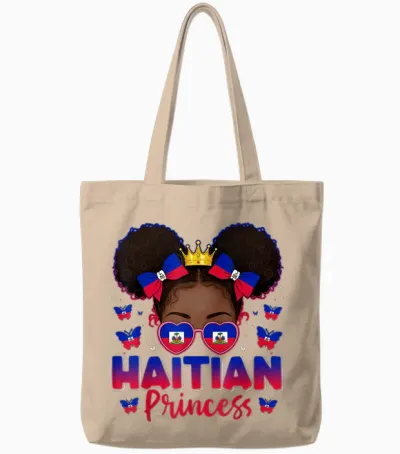 Haitian Princess Haiti Flag Afro Haitienne for Girls Tote Bags - Natural