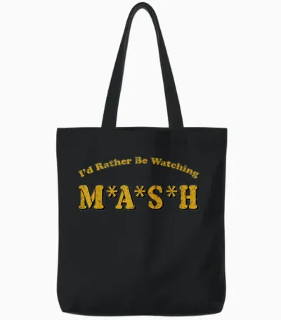 Vintage I'd Rather Be Watching Mash Tote Bags - Black