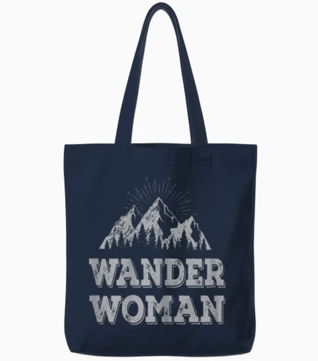 Hiking Woman & Outdoors Gift Tote Bags in Navy