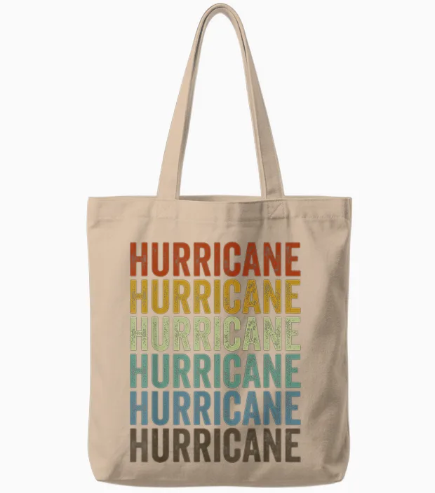 Hurricane City Retro Tote Bags in Natural