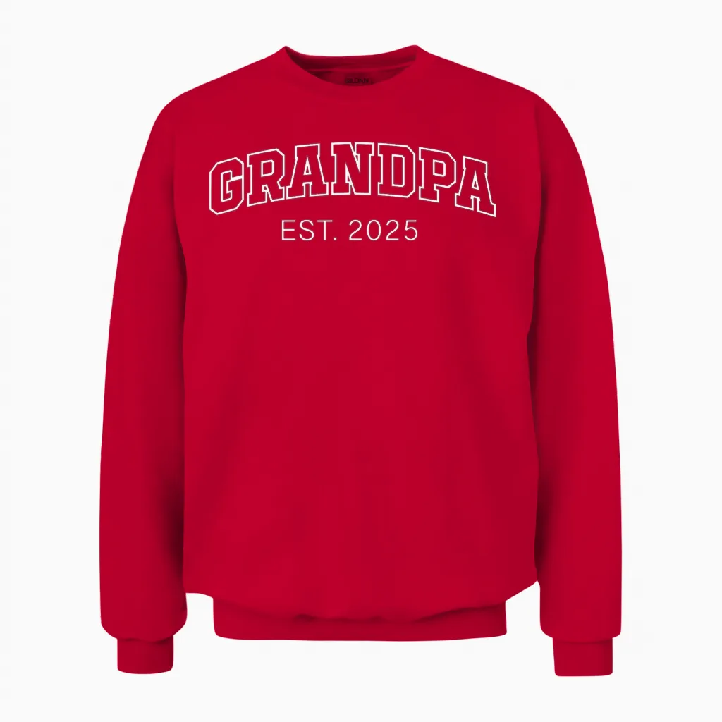 Promoted to Grandpa Est 2025 Soon to Be Grandpa Gifts Poppop Unisex Sweatshirt in Red