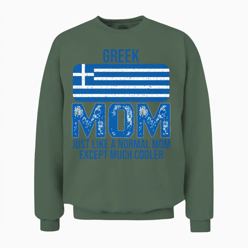 Greek Mom Greece Flag for Mother's Day Unisex Sweatshirt in Military Green
