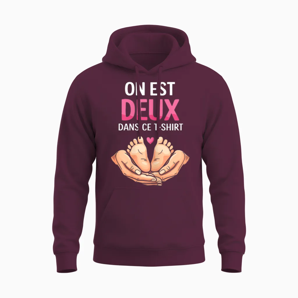 Pregnancy Announcement One Is Two in This Unisex Hoodie in Maroon