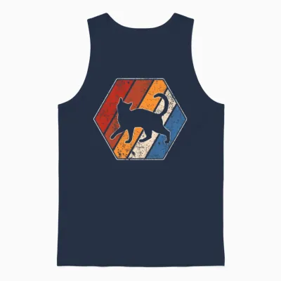 Cat Retro Unisex Tank Top - Navy