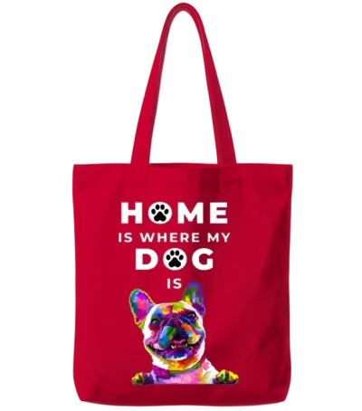 Dog- Home Is Where the Dog Is Tote Bags - Red