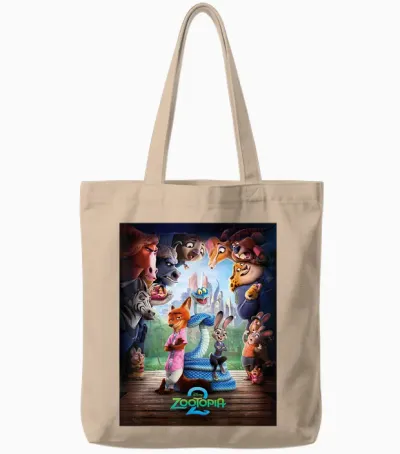 Disney Zootopia 2 Nick Judy & Gary Surrounded Poster Art Tote Bags - Natural