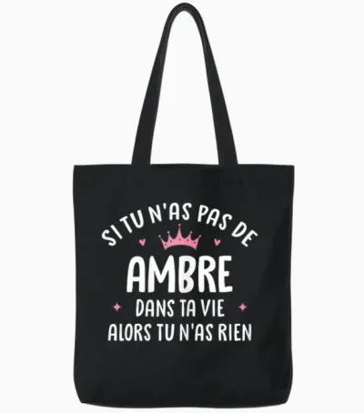 Femme Copine Humour Cadeau Personnalisé Prénom Ambre Tote Bags - Black