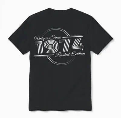 Uniquely Retro Since Vintage 1974 Unisex T-Shirt - Black