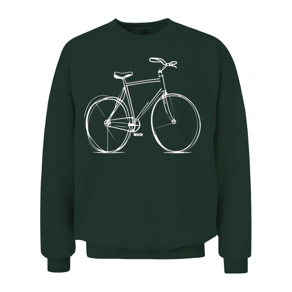 Bicycle Bike Cycle - Line Drawing - Cyclist Biking Unisex Sweatshirt - Forest