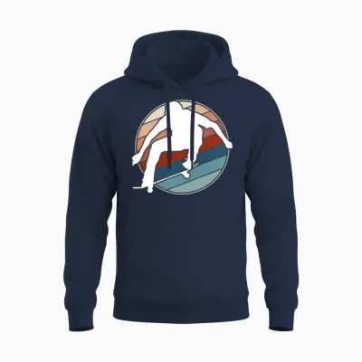 Retro Skateboarder Unisex Hoodie - Navy