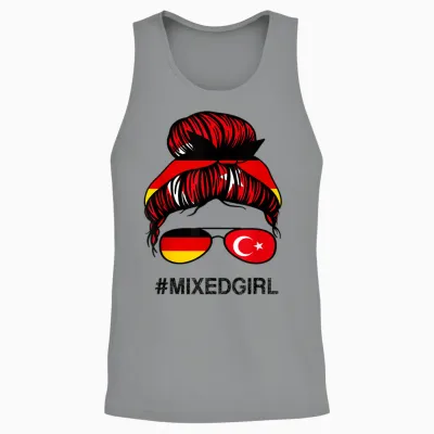 Türkei Deutschland Flagge Türkisch Deutsch Unordentlicher Dutt Unisex Tank Top - Sport Grey