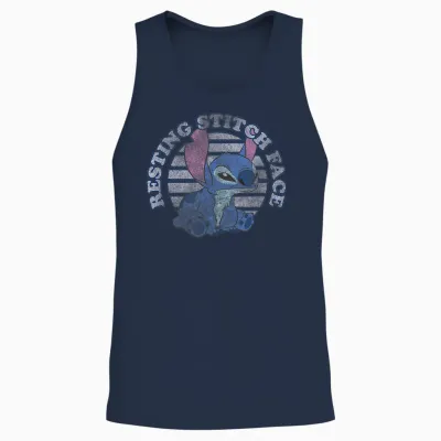 Disney Lilo & Stitch Resting Stitch Face Unisex Tank Top - Navy
