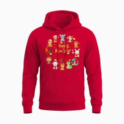 Happy New Year Lunar New Year Chinese 12 Zodiac Sign Lover Unisex Hoodie - Red